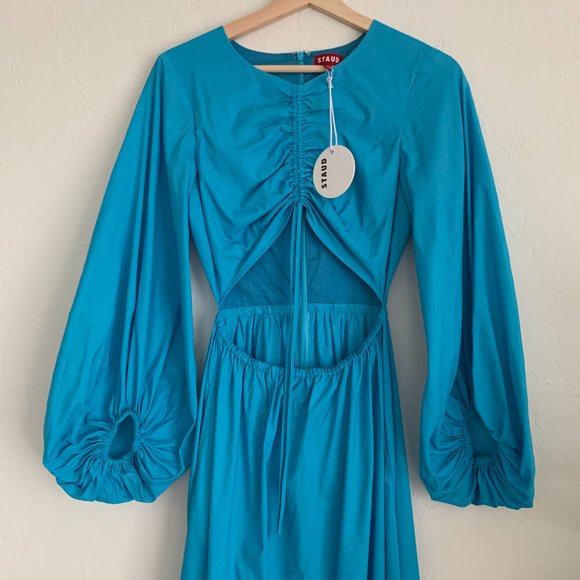 SOLD NWT Staud Tangier Cutout Ruched Maxi Dress XS - Picture 6 of 15